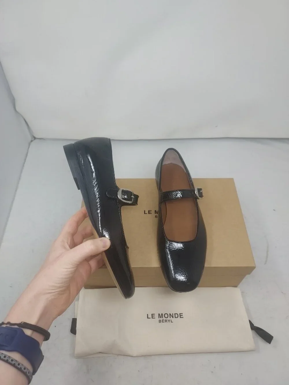 Le Monde Beryl Black Mary Jane Patent Shoe